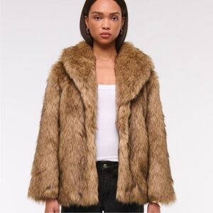 Abercrombie fur coat, brown NWOT small